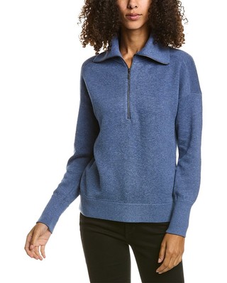 

Женский свитер из смесового кашемира с молнией 1/2 Forte Cashmere, Синий