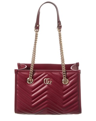 Женская маленькая кожаная сумка Gucci Gg Marmont красного цвета