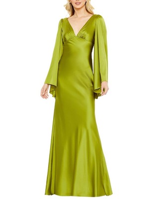 Женское платье в стиле ампир с расклешенным рукавом Mac Duggal Charmeuse на талии