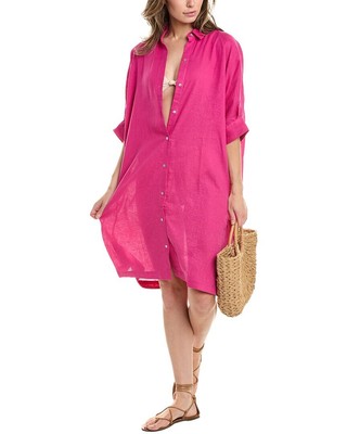 Женское облегающее платье-шемизье из льняной смеси для реглана с проймой от Ленни Нимейера, розовое Xs