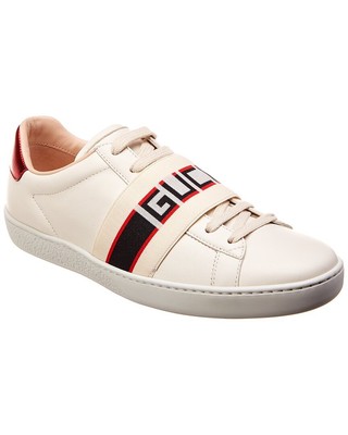 Кожаные кроссовки Gucci New Ace в полоску женские белые 39