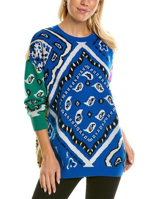 

Осенний кашемировый женский кашемировый свитер-бандана с цветными блоками, Синий