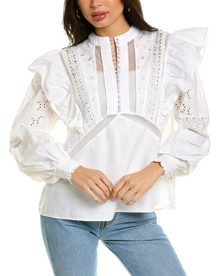 

Женский топ Allsaints Prim Broderie из смесового льна, белый, Великобритания 8/США 4
