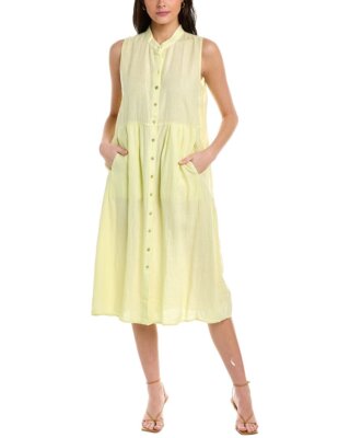 

Eileen Fisher льняное платье-рубашка с воротником-стойкой женское желтое, размер, Желтый