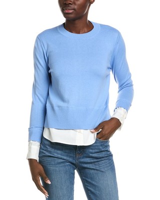 Женский свитер из кашемировой смеси Alashan Cashmere Duet Shirttail синего цвета Xl