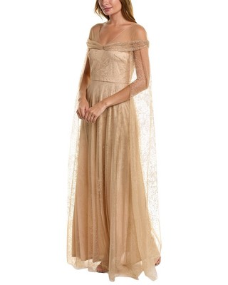 

Женское блестящее платье-кейп Marchesa Notte, Коричневый