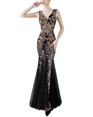 

Платье макси без рукавов Kalinnu, женское, Black - gold