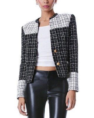 

Комбинированная женская полушерстяная куртка Alice + Olivia Jaydn, W black/ecru, NA