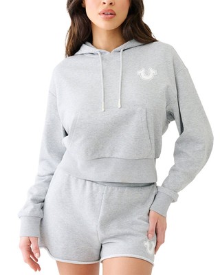 Истинная Религия Потертый пуловер с капюшоном Женский M