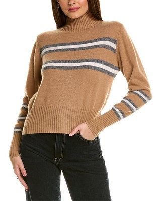 Scott & Scott London Olivia 2.0 Кашемировый свитер в полоску с круглым вырезом горловины, женский коричневый