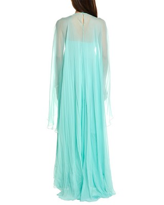 Pre-owned Alberta Ferretti Empire-waist Silk Gown Women's In Blue
