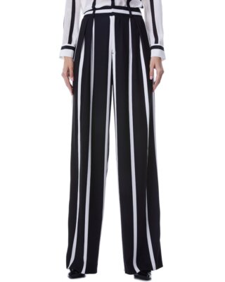 

Женские брюки со складками и завышенной талией Alice + Olivia Pompey, L modern vertical stripe b, NA