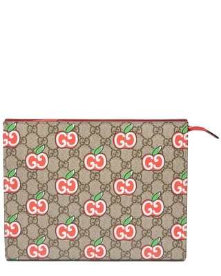 Большая косметичка из холста и кожи с покрытием Gucci Gg Supreme Monogram Apple