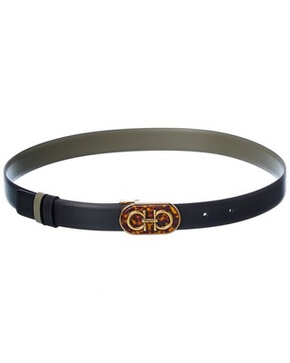 

Женский двусторонний регулируемый кожаный ремень Salvatore Ferragamo Gancini, черный