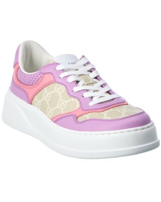 Gucci Gg Supreme Canvas & Leather Sneaker Womens Pink 34