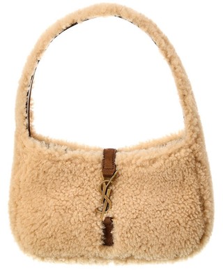 Женская коричневая мини-сумка-хобо из овечьей шерсти и кожи Saint Laurent Le 5 A 7