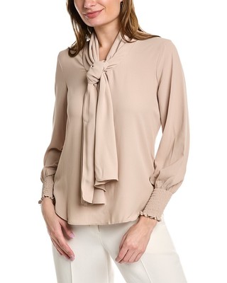 

Блуза женская Anne Klein с завязками на воротнике, коричневая, Коричневый