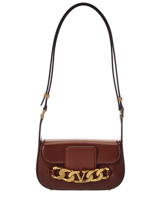 

Маленькая кожаная женская сумка на плечо Valentino Vlogo с цепочкой, зеленая, NA