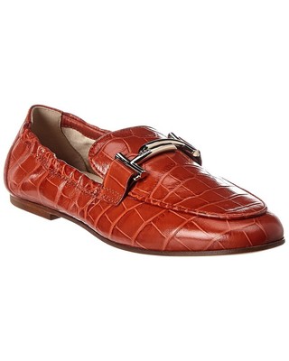 

Женские кожаные лоферы Tods Double T с тиснением под крокодила, NA