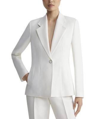 Женский приталенный блейзер из смеси шерсти и шелка Lafayette 148 New York Plus с лацканами и вырезами
