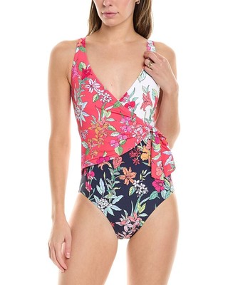 Цельнокроеное женское летнее платье с цветочным принтом Tommy Bahama спереди