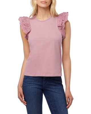 Joe S Jeans Eyelet Sleeve Top Womens