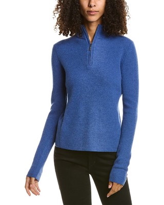 

Женский кашемировый свитер в рубчик с молнией Forte Cashmere, Синий