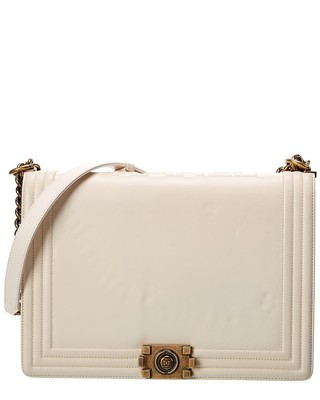 

Большая женская сумка Chanel из белой кожи ягненка для мальчика (оригинальные бывшие в употреблении), NA