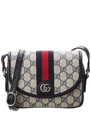 Женская сумка через плечо Gucci Ophidia Mini Gg Supreme из холста и кожи синего цвета