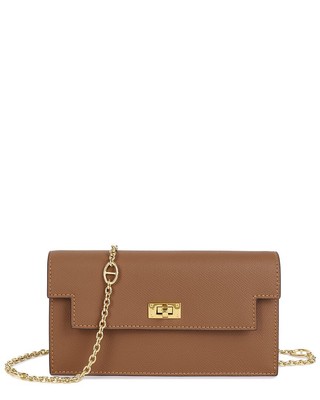 Женский кошелек из зернистой кожи Tiffany & Fred Paris коричневого цвета