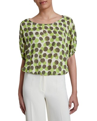 Santorelli Scoop Neck Short Top Relaxed Blouse Womens