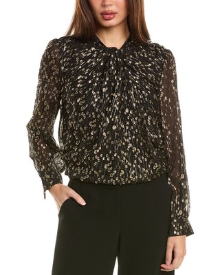 Женская блузка из смесового шелка Elie Tahari с витым вырезом Fil Coupe