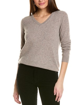 Кашемировый свитер Amicale Cashmere Basic с V-образным вырезом, женский Коричневый S