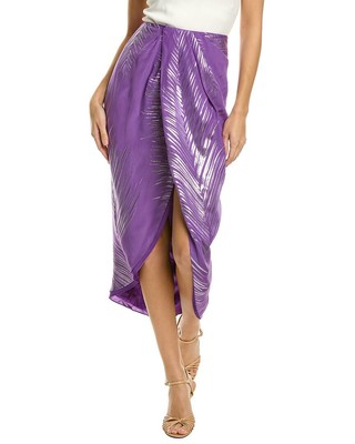 

Adriana Iglesias Mila Юбка миди из смесового шелка женская фиолетовая, Фиолетовый