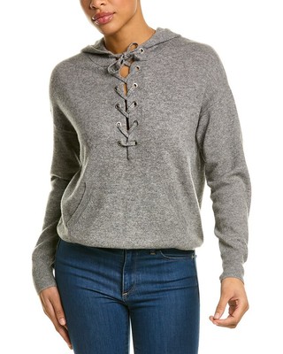 

Женская кашемировая толстовка Amicale Cashmere со шнуровкой, Grey