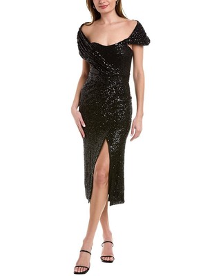 

Асимметричное женское платье миди Badgley Mischka, Черный