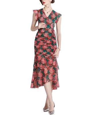 

Платье миди Дза женское, Black/red floral print