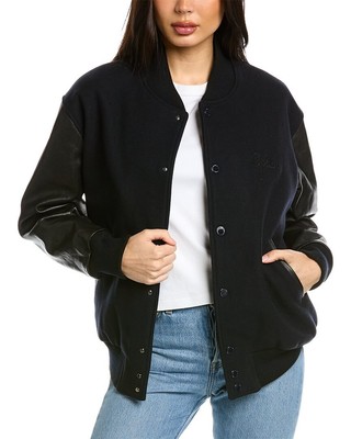 

Женский шерстяной бомбер Golden Goose со вставками из кожи и отделкой, Черный, NA