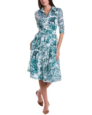 

Женское шелковое платье-рубашка Samantha Sung Audrey 3, Safari toile white white green