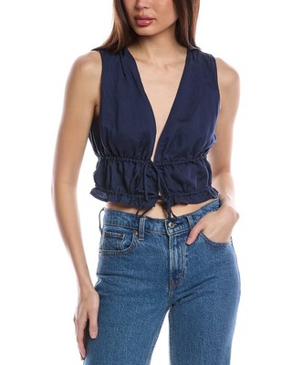 Onia Air Linen-Blend Tie Front Top Womens  Xl