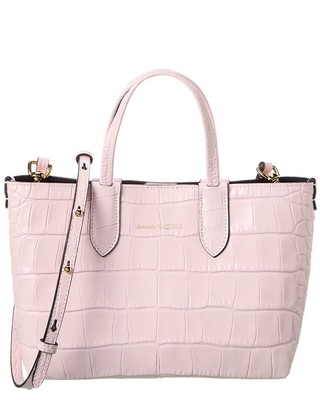 

Женская мини-тоут из кожи с тиснением под крокодила Alexander Mcqueen, розовый, NA