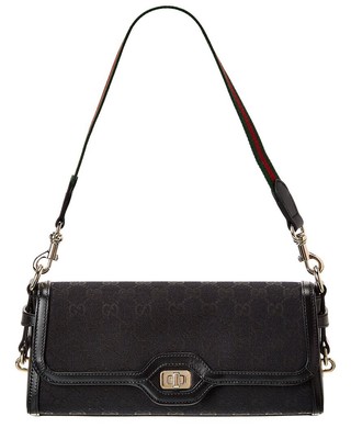 Маленькая женская сумка через плечо из холста и кожи Gucci Luce черного цвета