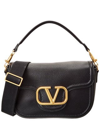 Женская кожаная сумка через плечо Valentino Alltime черного цвета