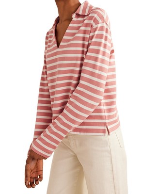 

Женский топ в полоску с воротником Boden Notch, Pink multi