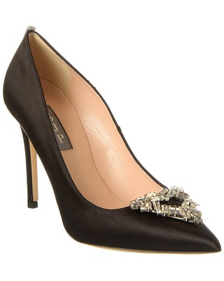 Pre-owned Sjp By Sarah Jessica Parker Ola 100 Satin Pump Women's In Black