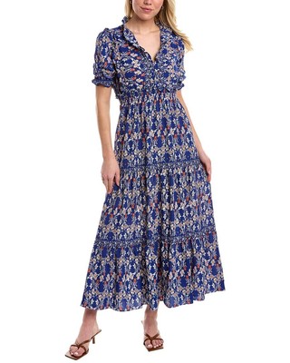 

Платье макси Max Studio, женское, размер, Blue/blush large feather frond