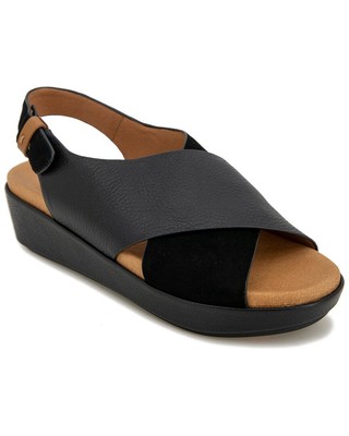 

Gentle Souls By Kenneth Cole Lori Женские кожаные сандалии на платформе с ремешком X, размер 9,5, Черный, NA