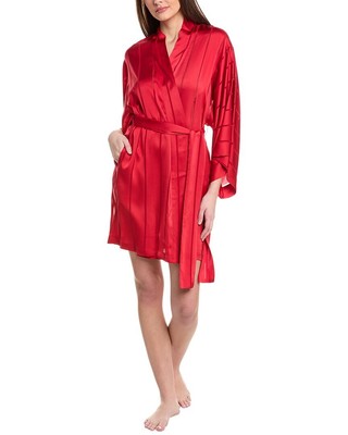 Natori Sheer Stripe Jacquard Wrap Womens Red S