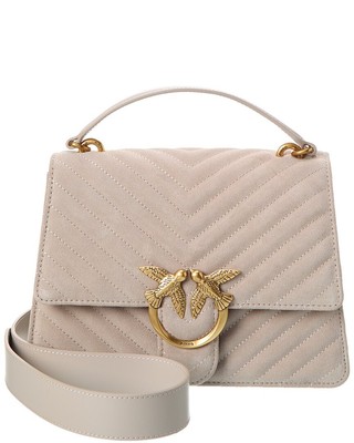 

Pinko Love One Top Handle Классическая женская замшевая сумка на плечо, серая, NA