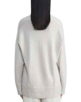 Pre-owned Lafayette 148 York Plus Deep V-neck Cashmere Sweater Women's In Buff Melange